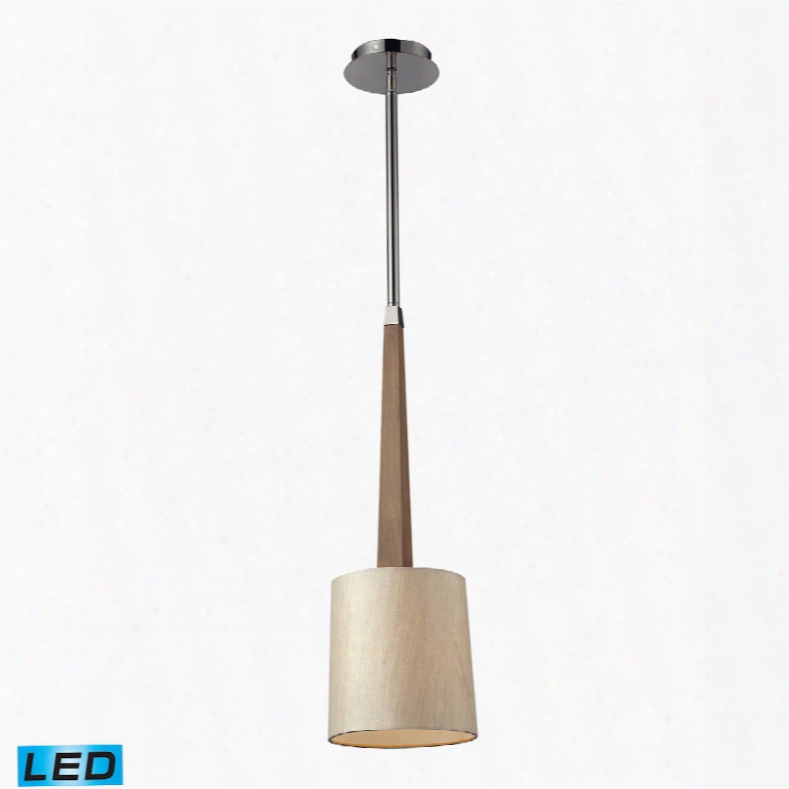 Elk Lighting Jorgenson 1-light Led Pendant In Polished Nickel And Taupe Wood