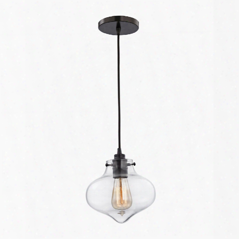 Elk Lighting Kelsey 1-light Pendant In Oil Rubbed Bronze And Clear Glass