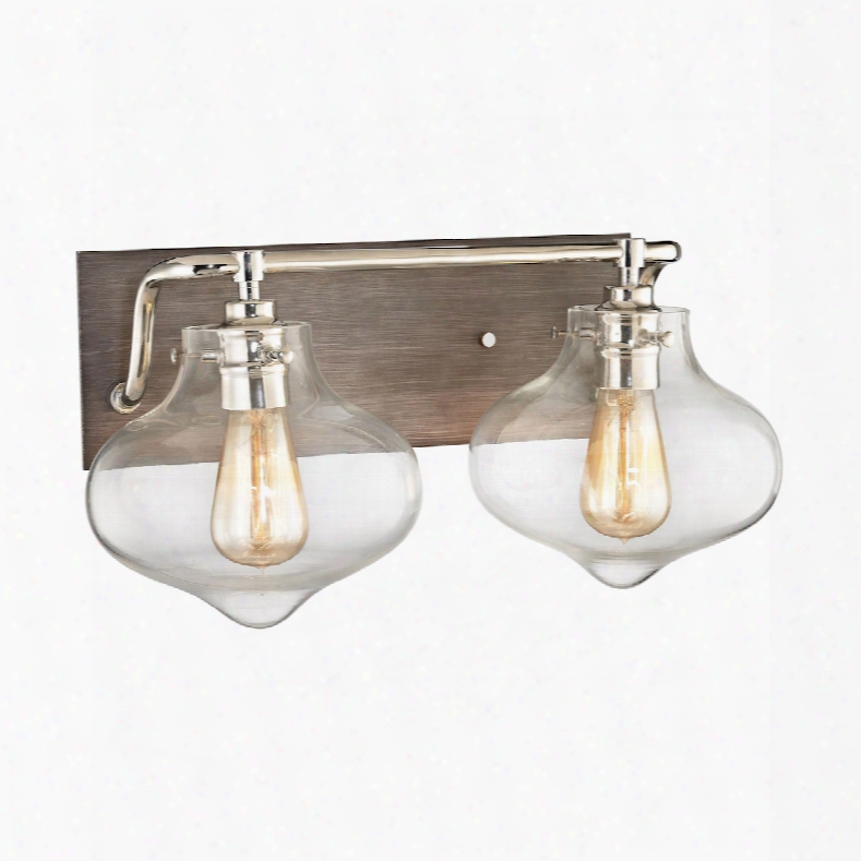 Elk Lighting Kelsey 2-light Vanity In Weathered Zinc With Polished Nickel Accents