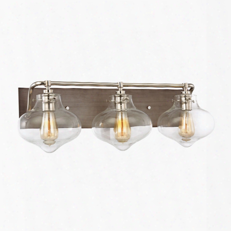 Elk Lighting Kelsey 3-light Vanity In Weahered Zinc With Polished Nickel Accents