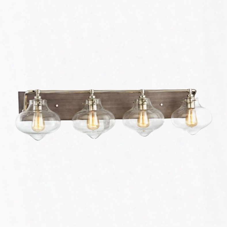 Elk Lighting Kelsey 4-light Vanity In Weathered Zinc With Polished Nickel Accents