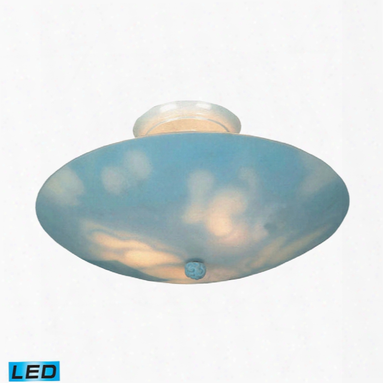 Elk Lighting Kidshine 3-light Led Semi Flush With Cloud-themed Glass