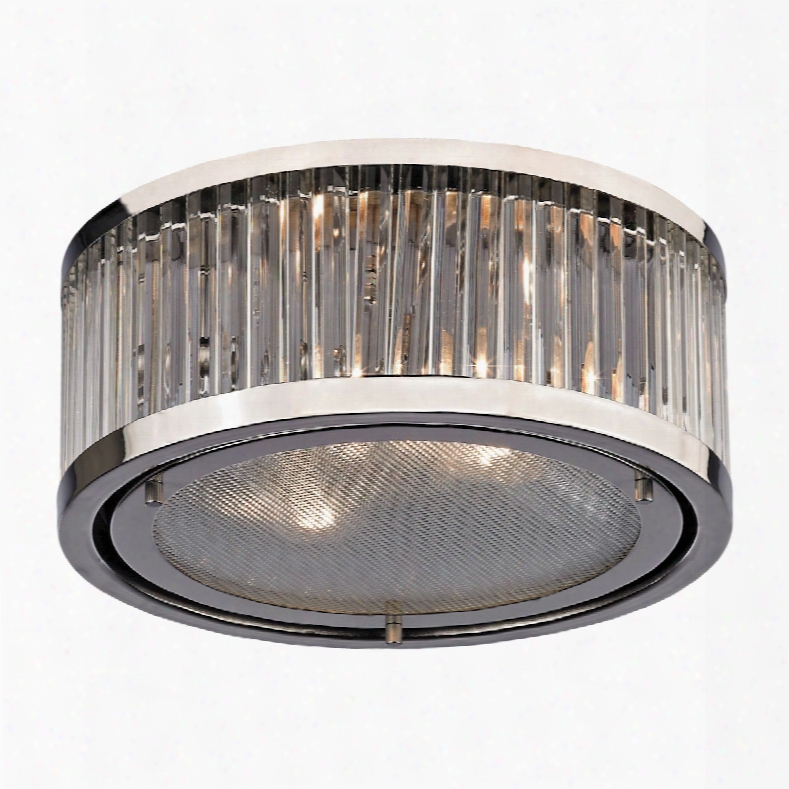 Elk Lighting Linden Manor 2-light Flushmount In Crystal And Polished Nickel