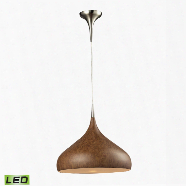 Elk Lighting Lindsey 1-light Led Pendant Iin Burl Wood And Satin Nickel