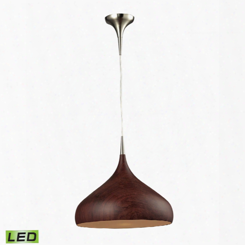 Elk Lighting Lindsey 1-light Led Pendant In Dark Walnut Satin Nickel