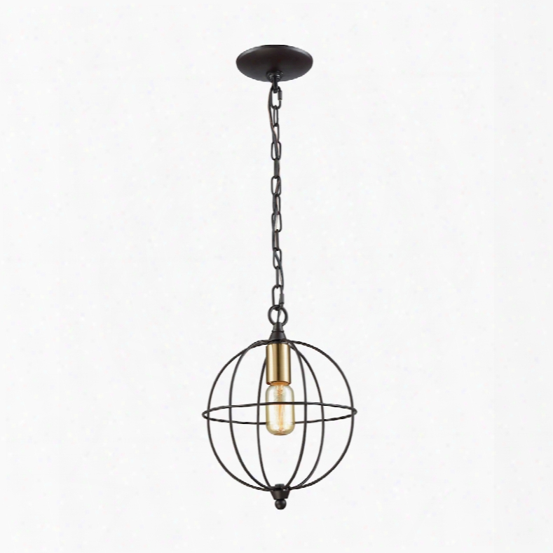 Elk Lighting Loftin 1-light Pendant In Oil Rubbed Bronze With Satin Brass Accents