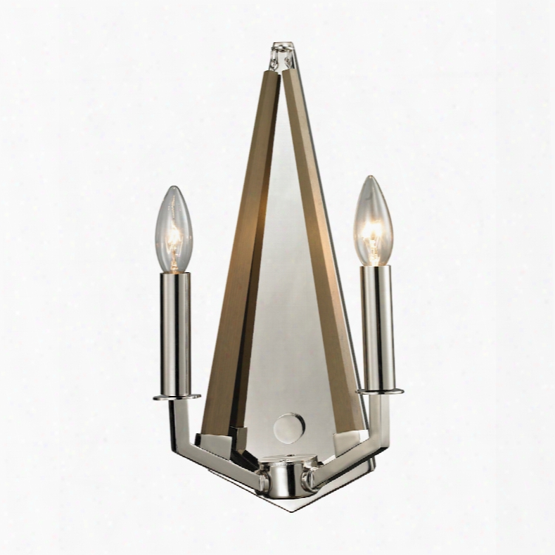 Elk Lighting Madera2 -light Sconce In Polished Nickel And Natural Wood