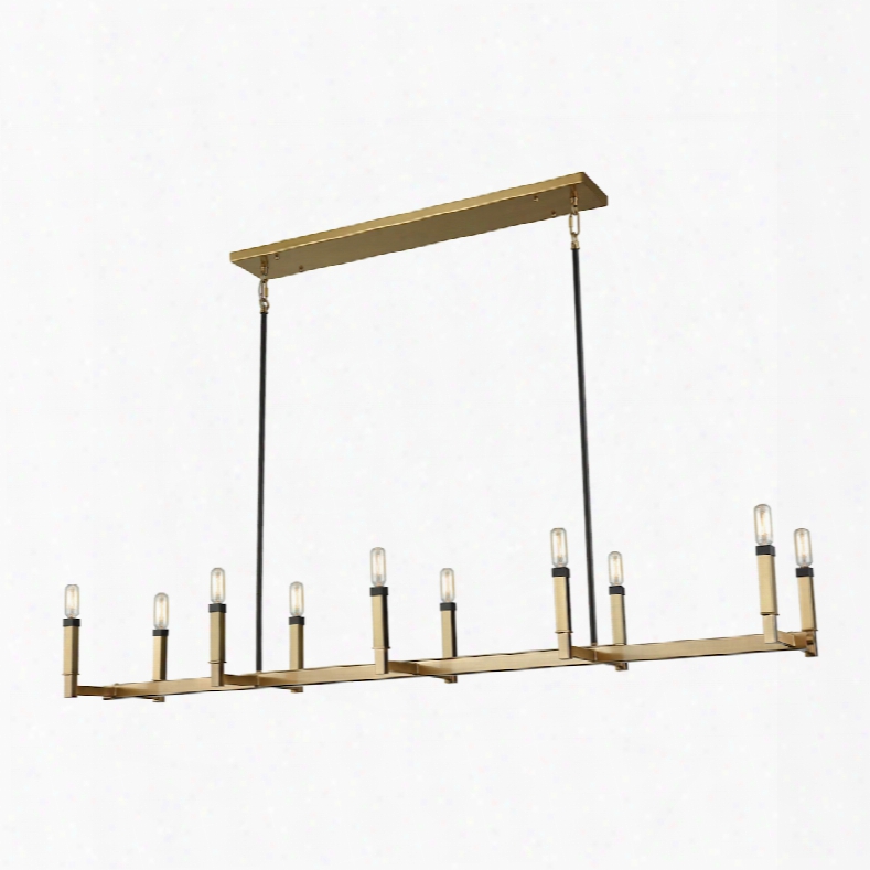 Elk Lighting Mandeville 10-light Chandelier In Satin Brass With Oil Rubged Bronze Accents