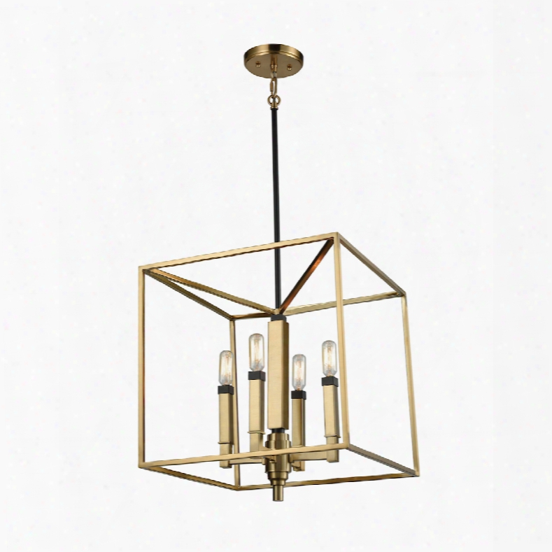 Elk Lighting Mandeville 4-light Chandelier In Satin Brass With Oil Rubbed Bron Ze Accents