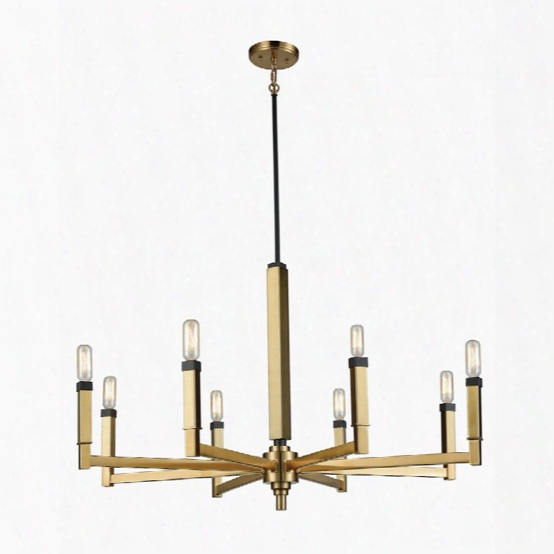 Elk Lighting Mandeville 8-light Chandelier In Satin Brass With Oil Rubbed Bronze Accents