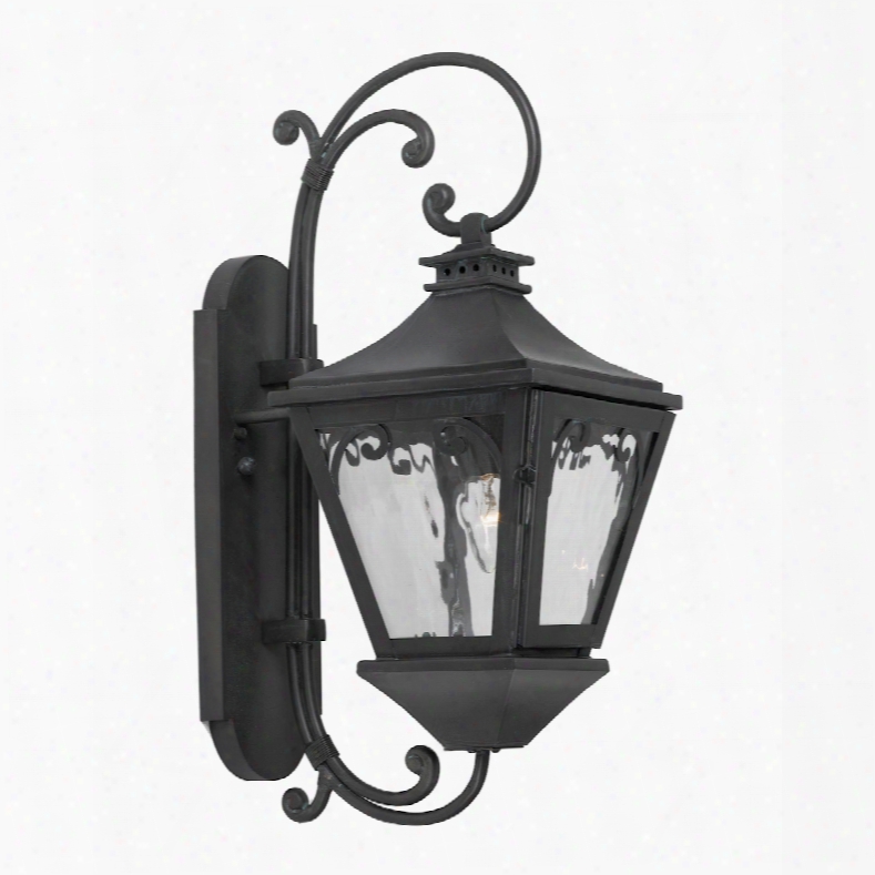 Elk Lighting Manor Outdoor Wall Lantern In Charcoal And Water Glass