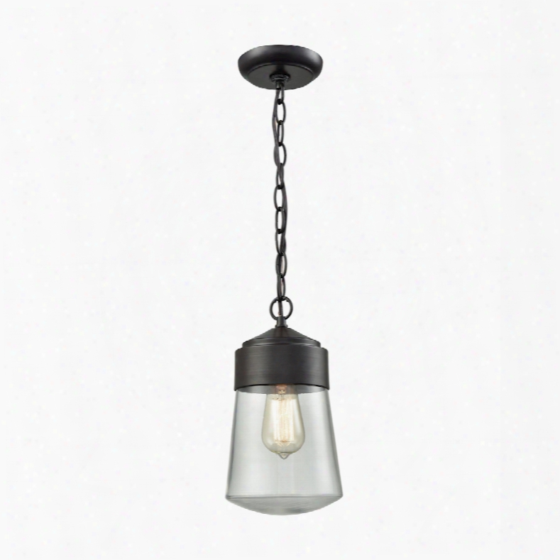 Elk Lighting Mullen Gate 1-light Outdoor Pendant In Oil Rubbed Bronze With Clear Glass