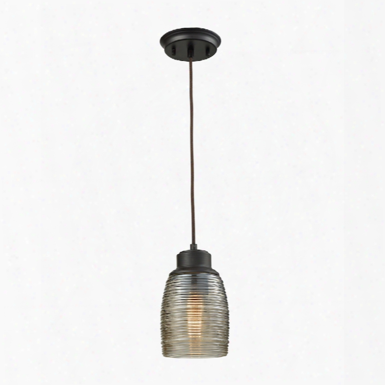 Elk Lighting Muncie 1-light Pendant In Oil Rubbed Bronze With Champagne Plated Spun Glass