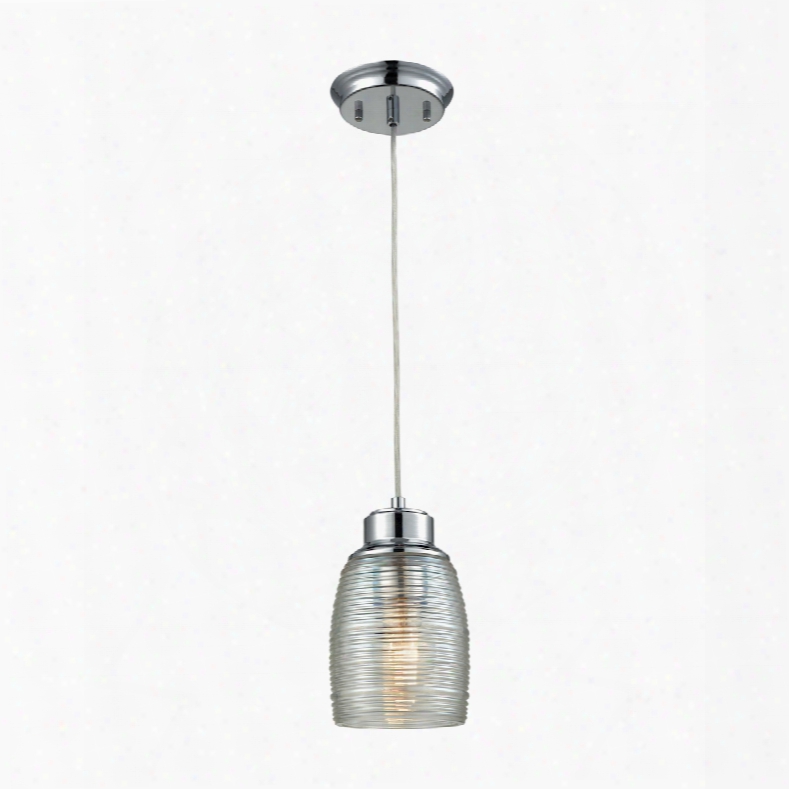 Elk Lighting Muncie 1-light Pendant In Polished Chrome With Clear Spun Glass