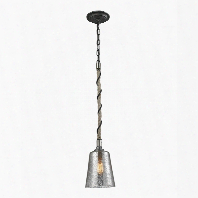 Elk Lighting Natural Rope 1-light Pendant In Silvered Graphite With Polished Nickel Accents