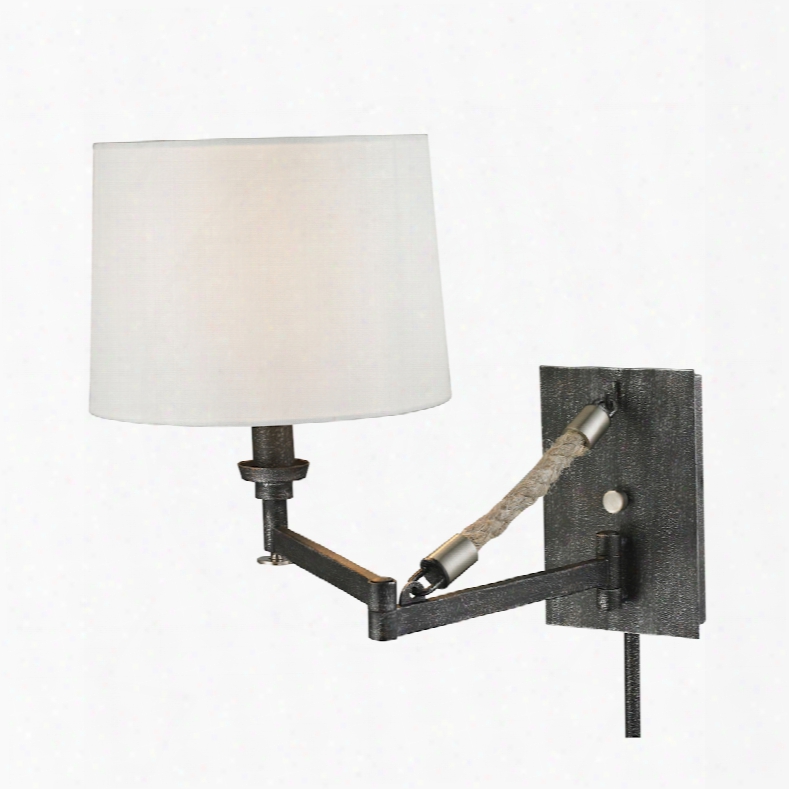 Elk Lighting Natural Rope 1-light Swingarm In Silvered Graphite With Polished Nickel Accents