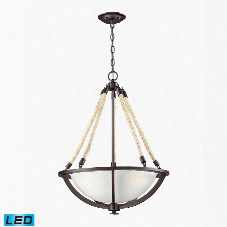 Elk Lighting Natural Rope 3-light Led Pendant In Aged Bronze