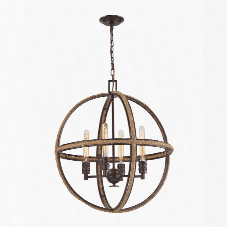 Elk Lighting Natural Rope 4-light Chandelier In Oil Rubbed Bronze