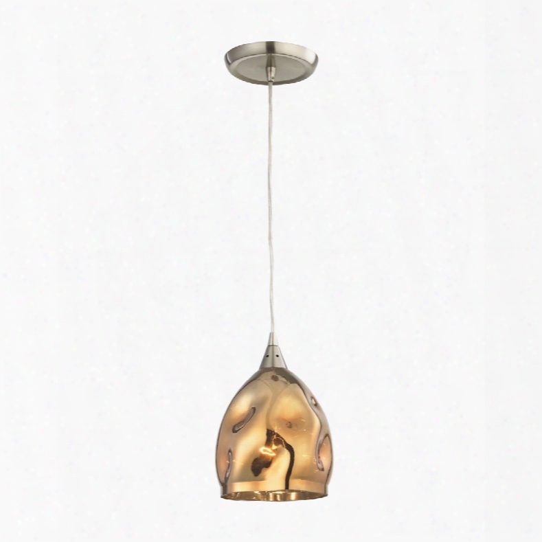 Elk Lighting Niche 1-light Pendant In Satin Nickel And Polished Gold Glass