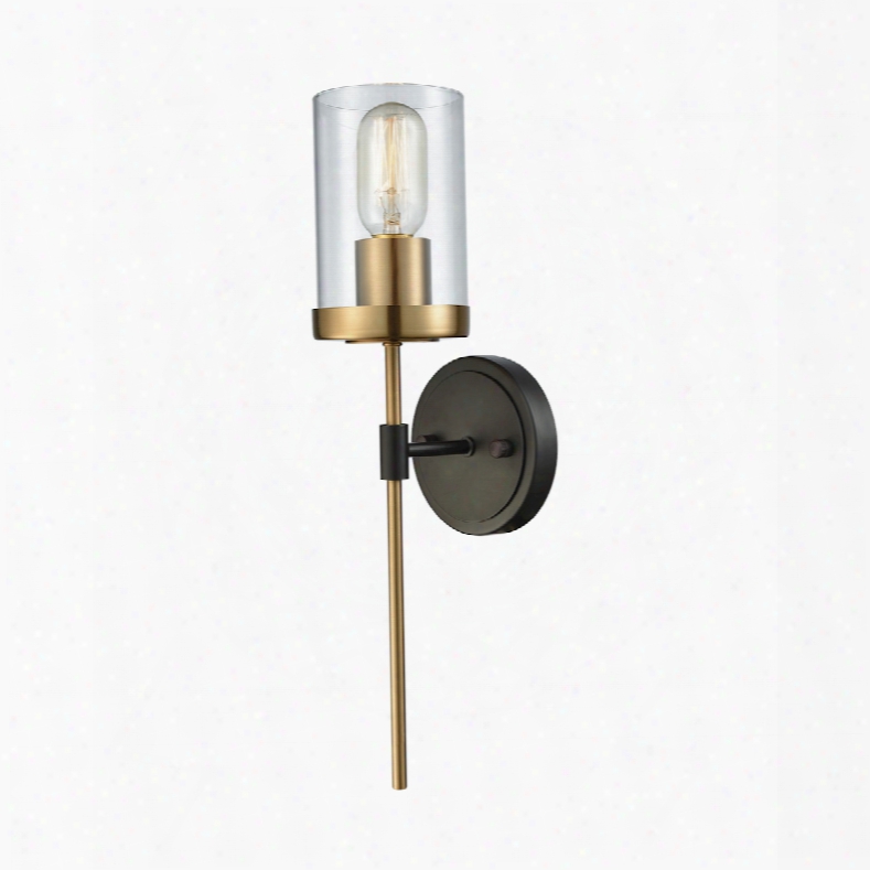 E Lk Lighting North Haven 1-light Wall Sconce In Oil Rubbed Bronze With Satin Brass Accents And Clear Glass