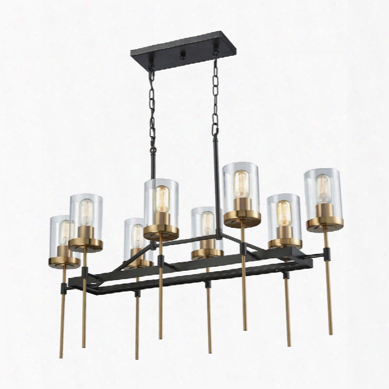 Elk Lighting North Haven 8-light Chandelier In Oil Rubbed Bronze With Satin Brass Accents And Clear Glass