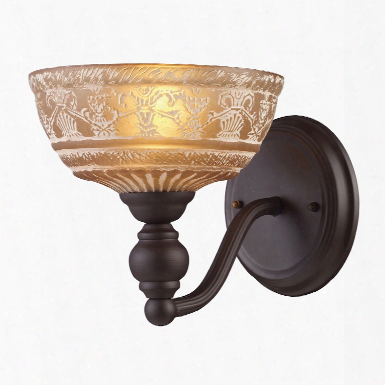 Elk Lighting Norwich 1-light Wall Sconce In Oiled Bronze And Amber Glass