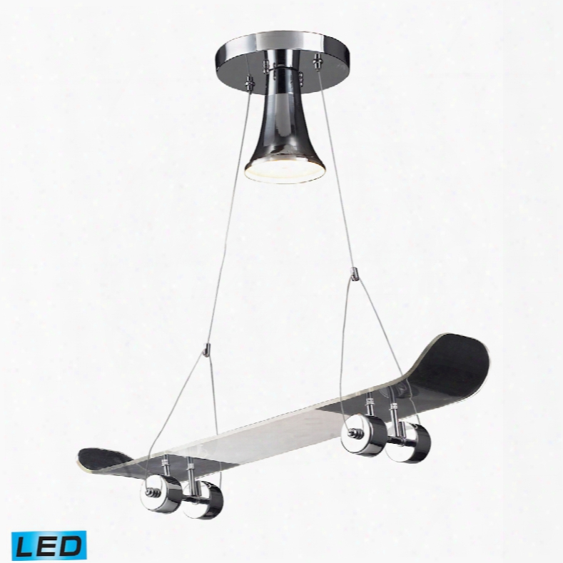 Elk Lighting Novelty 1-light Led Skateboard Pendant In Chrome