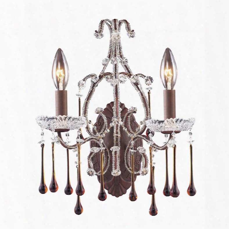 Elk Lighting Opulence 2-light Wall Sconce In Rust And Amber Crystal