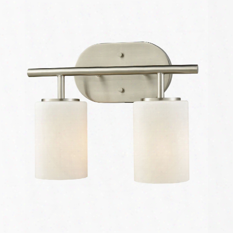 Elk Lighting Pemlico 2-light Vanity In Satin Nickel With White Glass