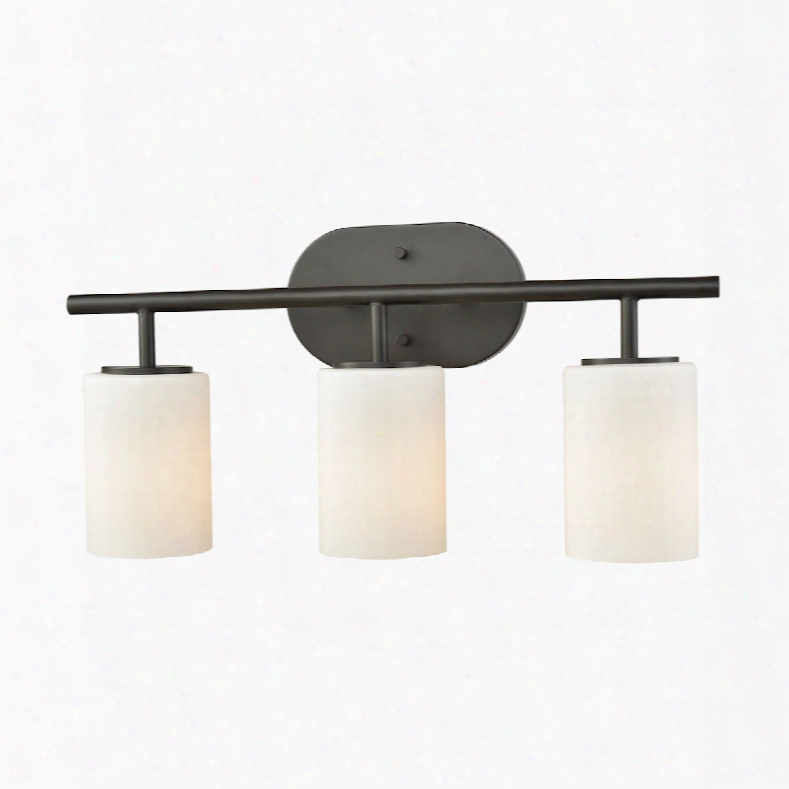 Elk Lighting Pemlico 3-light Vanity In Oil Rubbed Bronze With White Glass