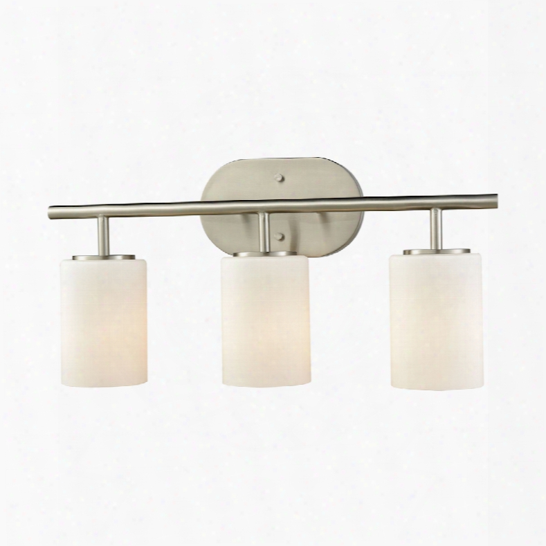 Elk Lighting Pemlico 3-light Vanity In Satin Nickel With White Glass