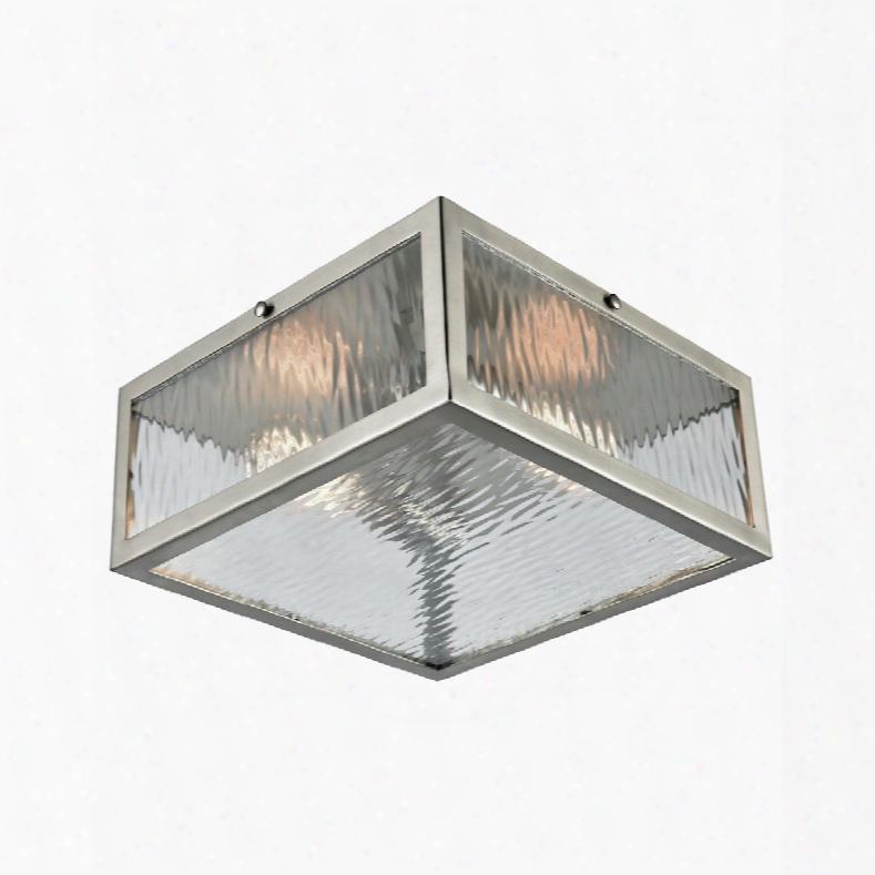 Elk Lighting Placid 2-light Flush In Polished Chrome With Clear Ripple Glass
