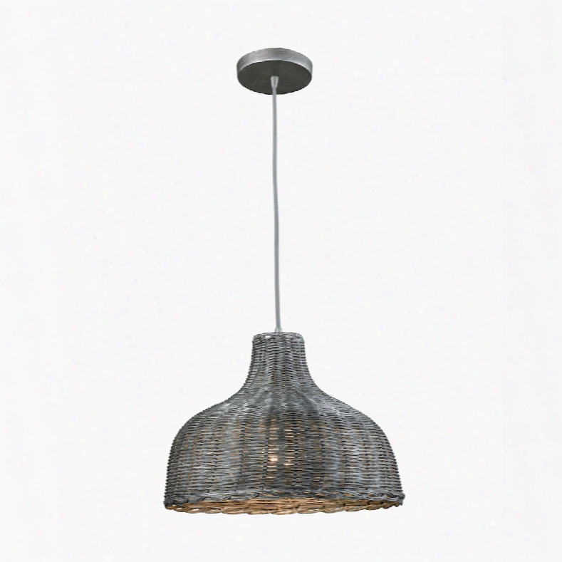 Elk Lighting Pleasant Fields 1-light Pendant With Graphite Hardware And Gray Wicker Shade