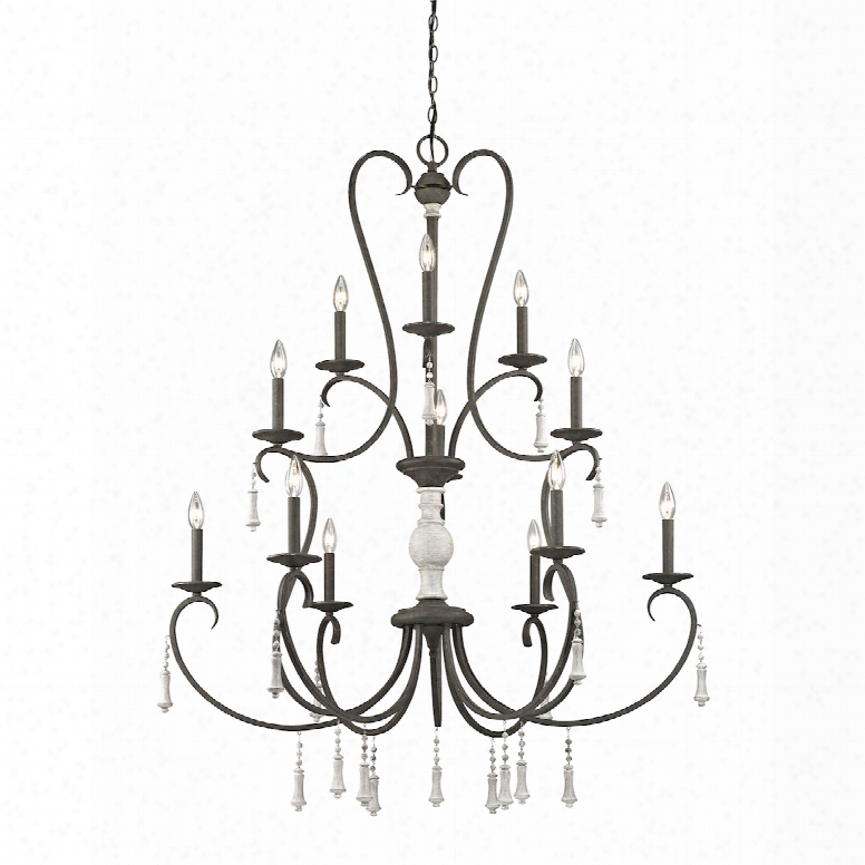 Elk Lighting Porto Cristo 12-light Chandelier In Palermo Rust With Birch Accents