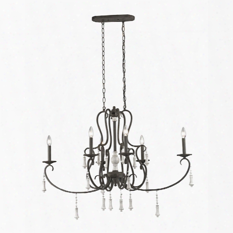 Elk Lighting Porto Cristo 6-light Chandelier In Palermo Rust With Birch Accents