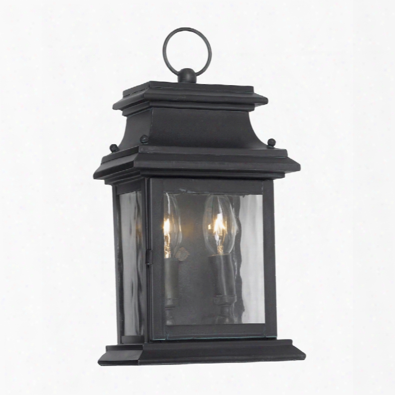 Elk Lighting Provincial Outdoor Wall Lantern Inc Harcoal And Water Glass