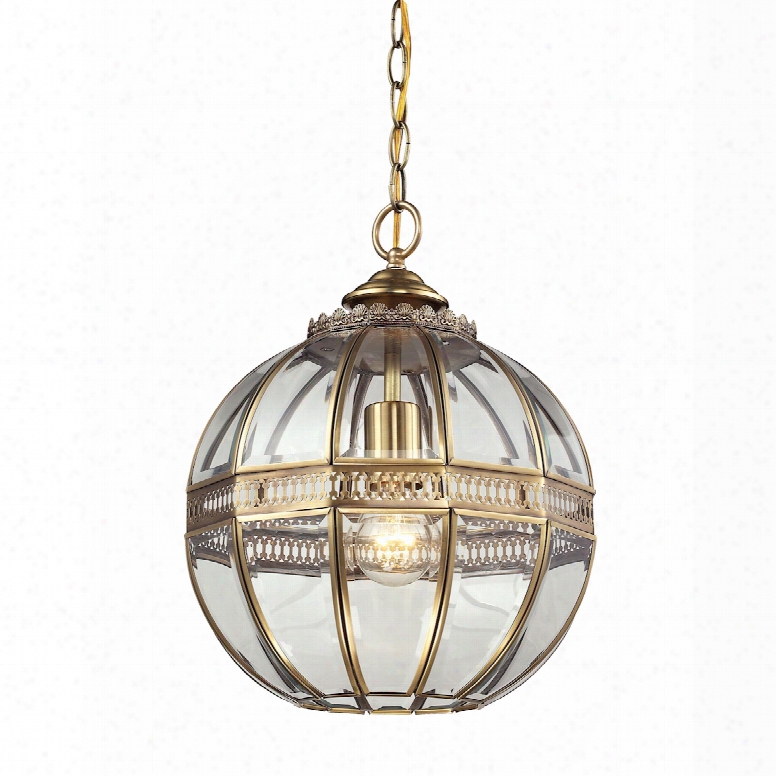 Elk Lighting Randolph 1-light Pendant In Brushed Brass And Clear Glaass