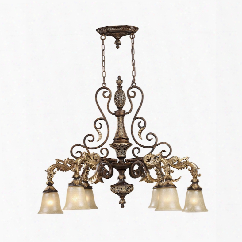 Elklighting Regency 6-light Island In Burnt Bronze And Gold Leaf