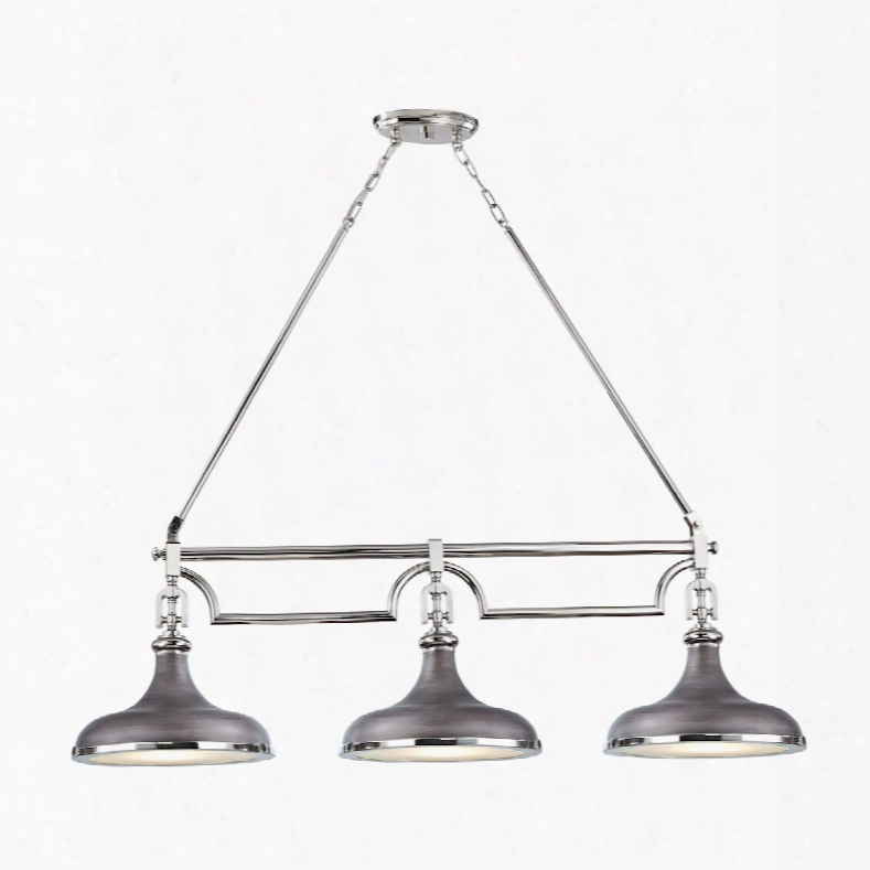 Elk Lighting Rutherford 3-light Island In Weathered Zinc And Polished Nickel