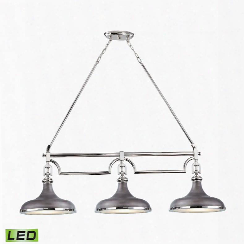 Elk Lighting Rutherford 3-light Led Island In Weathered Zinc And Polished Nickel