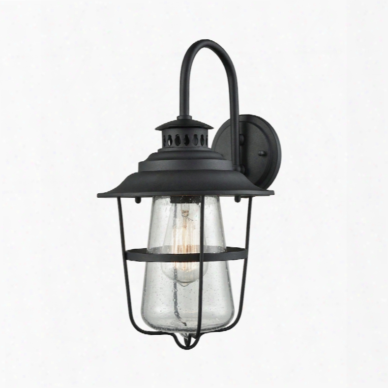 Elk Lighting San Mateo 1-light Outdoor Wall Sconce In Textured Matte Black With Clear Seedy Glass