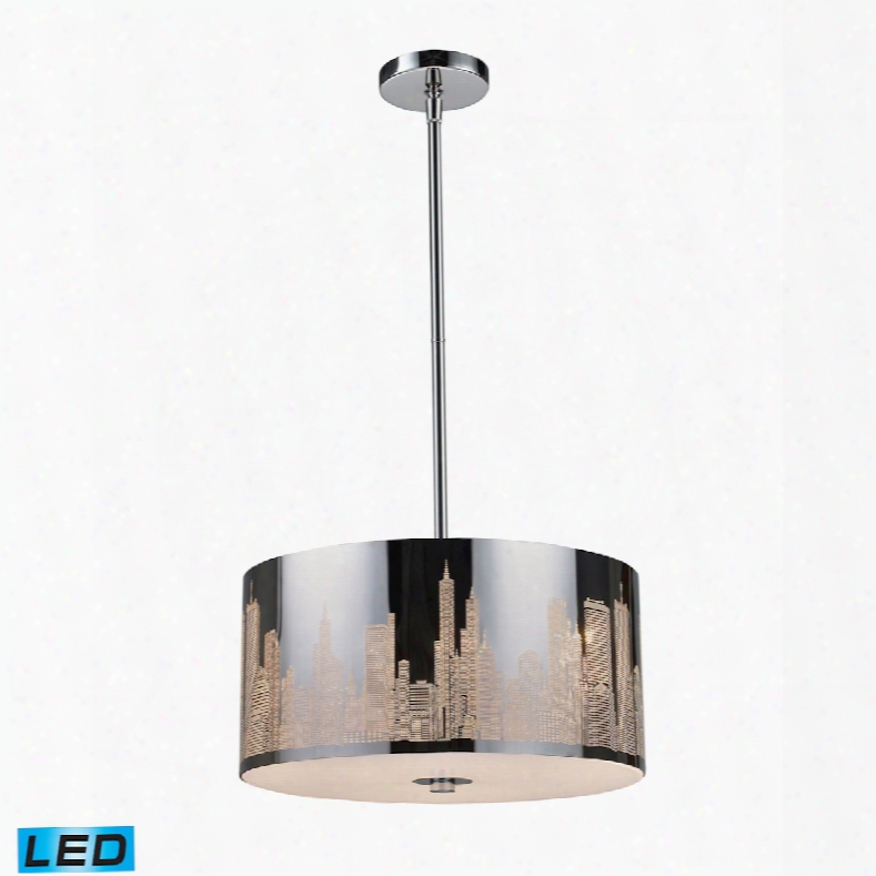 Elk Lighting Skyline 3-light Led Pendant In Polished Stainless Steel