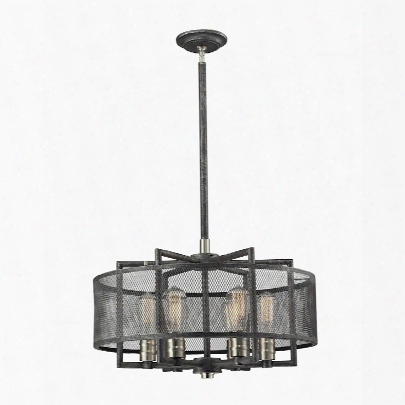 Elk Lighting Slatington 6-light Chandelier In Silvered Graphite And Brushed Nickel