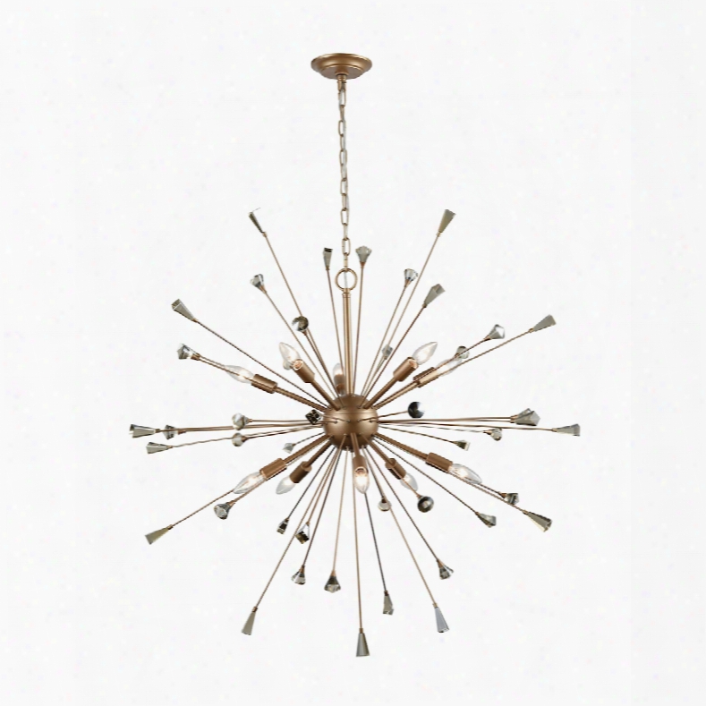 Elk Lighting Sprigny 10-light Chandelier In Matte Gold With Amber Teak Crystal