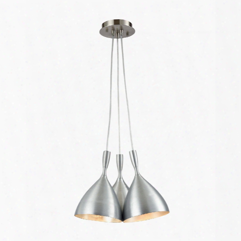 Elk Lighting Spun Aluminum 3-light Pendant In Satin Nickel