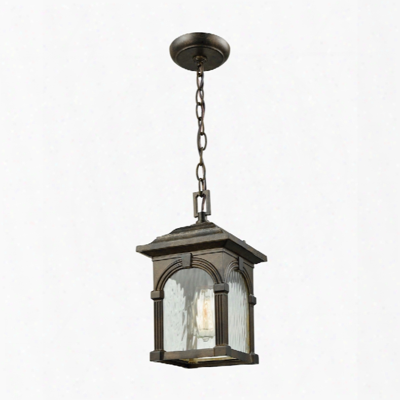 Elk Lighting Stradelli 1-light Outdoor Pendant In Hazelnut Bronze With Clear Water Glass