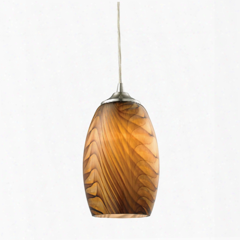 Elk Lighting Tidewaters 1-light Pendant In Satin Nickel And Amber Glass