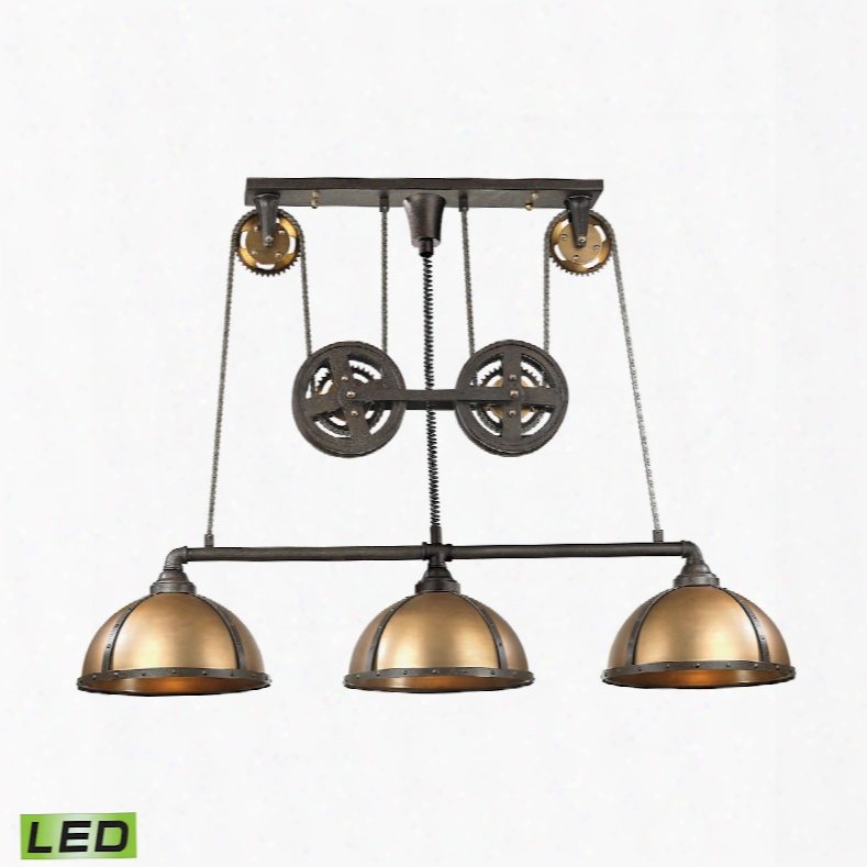 Elk Lighting Torque 3-light Led Island In Vintage Rust And Brass