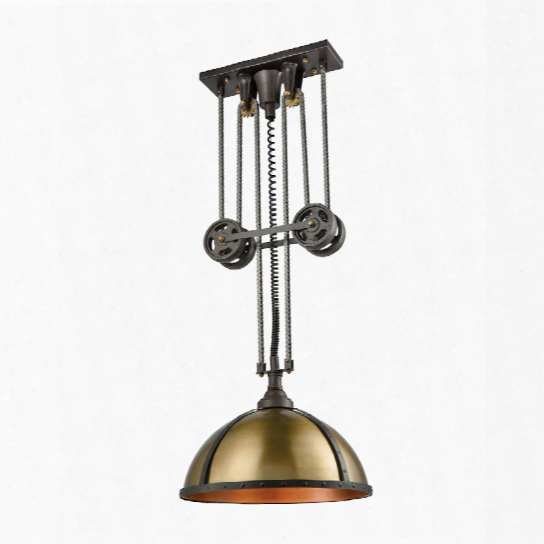 Elk Lighting Torque 3-light Pulldown Chandelier In Vintage Rust And Aged Brass