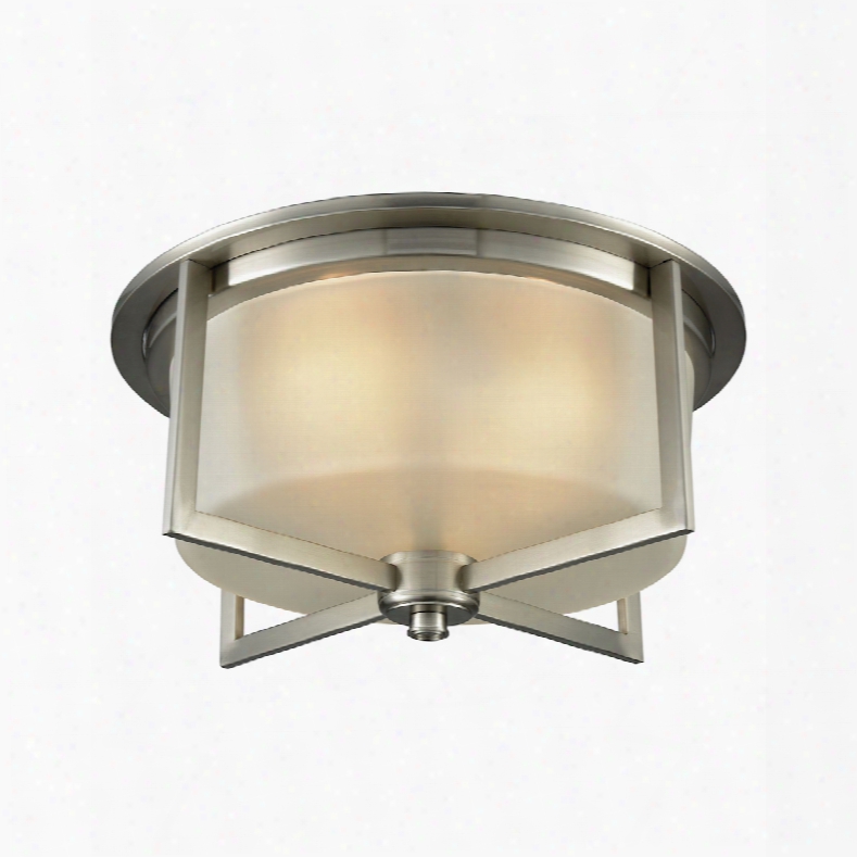 Elk Lighting Vancourt 3-light Flush In Satin Nickel With Frosted Glass